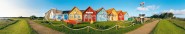 Panoramapostkarte Amrum bunte Häuser 