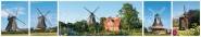 Panoramapostkarte Föhr Windmühlen 