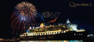 XL-Postkarte Queen Mary II bei Nacht 
