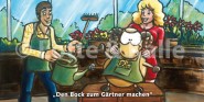XL-Postkarte Lotte & Kalle Den Bock zum Gärtner machen 