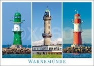 Postkarte Warnemünde Leuchttürme 