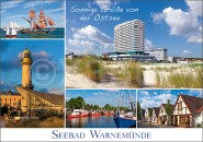 Postkarte Warnemünde Sonnige Grüße 