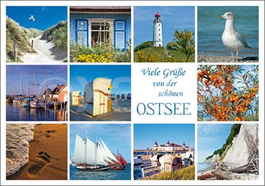 Postkarte Viele Grüße von der Ostsee (Mischkarte) 
