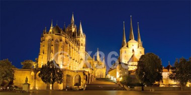 XL-Postkarte Erfurt Dom im Abendlicht 