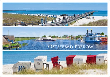 Postkarte Ostseebad Prerow 3 Panoramen 