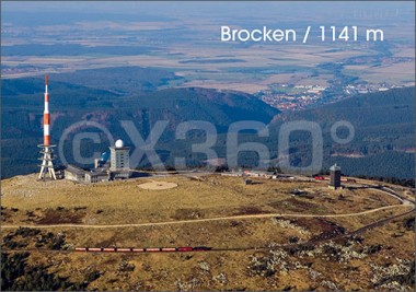 Postkarte Brocken mit Brockenbahn 