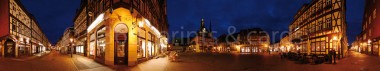 Panoramapostkarte Wernigerode Marktplatz Abend 