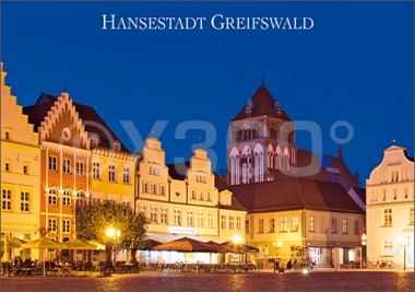 Postkarte Hansestadt Greifswald Abend 