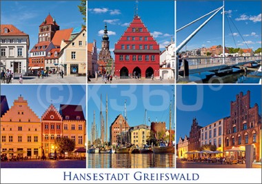 Postkarte Hansestadt Greifswald Mischkarte 