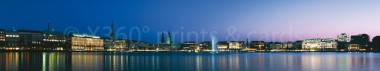 Panoramapostkarte Binnenalster Abend 