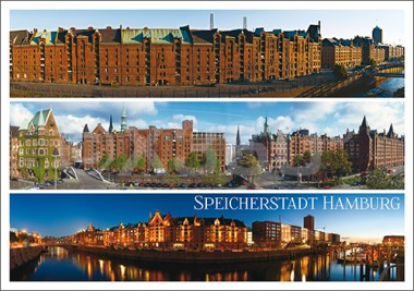 Postkarte Speicherstadt Hamburg 3 Motive 