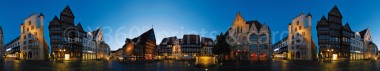 Panoramapostkarte Hildesheim Marktplatz  Abend 