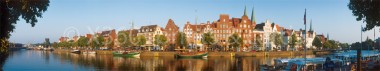 Panoramapostkarte Lübeck Museumshafen 