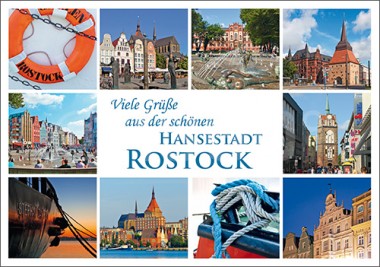 Postkarte Viele Grüße aus der schönen Hansestadt Rostock 