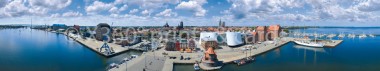 Panoramapostkarte Stralsund Hafen-& Stadtüberblick 