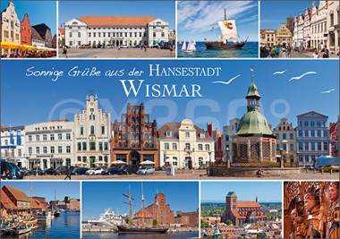 Postkarte Sonnige Grüße aus der Hansestadt Wismar 