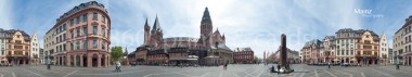 Panoramapostkarte Mainz Marktplatz 