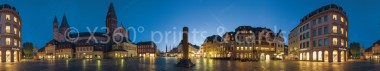 Panoramapostkarte Mainz Marktplatz Abend 