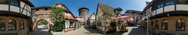 Panoramapostkarte Nürnberg Handwerkermarkt 