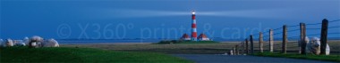 Panoramapostkarte Leuchtturm Westerhever abend 