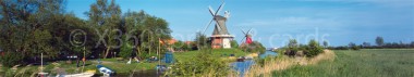 Panoramapostkarte Greetsiel Windmühlen 