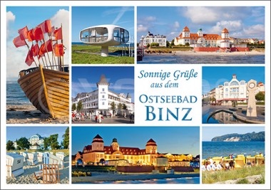 Postkarte Sonnige Grüße Ostseebad Binz 