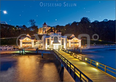 Postkarte Ostseebad Sellin im Abendlicht 