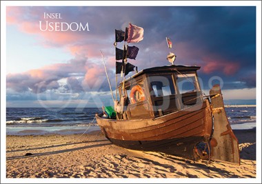 Postkarte Insel Usedom Boot 