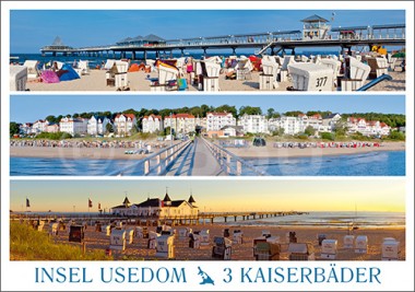 Postkarte Insel Usedom 3 Kaiserbäder 