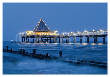 Postkarte Seebrücke Abendlicht 