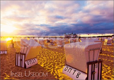 Postkarte Insel Usedom Strandkörbe 