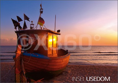 Postkarte Insel Usedom Boot 