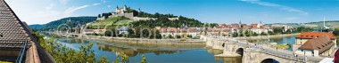 Panoramapostkarte Würzburg Festung mit Mainbrücke 