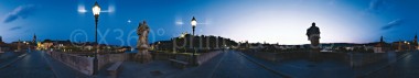 Panoramapostkarte Würzburg Alte Mainbrücke am Abend 