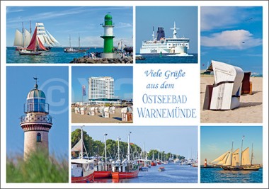 Postkarte Viele Grüße aus dem Ostseebad Warnemünde 