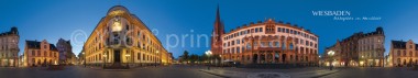Panoramapostkarte Wiesbaden Schlossplatz Abend 