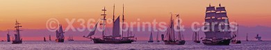 Panoramapostkarte Windjammer im Abendlicht 