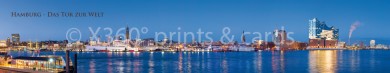 Panoramapostkarte Landungsbrücken im Abendlicht (Elbphilarmonie) 