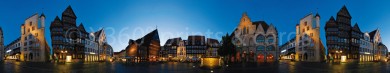 Panoramapostkarte Hildesheim Marktplatz  Abend 