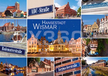 Postkarte Wismar Strassennamen 