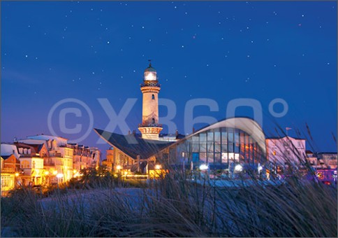 Postkarte Warnemünde Teepot Abend 