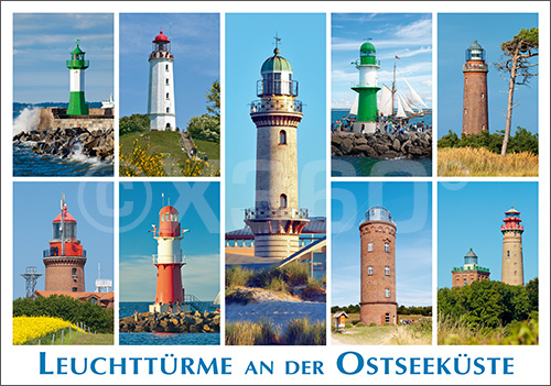 Postkarte Leuchttürme Ostseeküste 