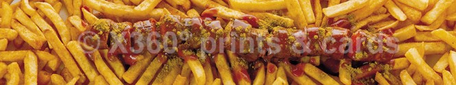 Panoramapostkarte Currywurst & Pommes 