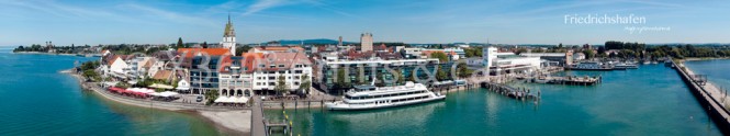 Panoramapostkarte Friedrichshafen Hafenpanorama 