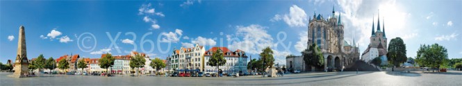 Panoramapostkarte Erfurt Domplatz mit Dom 