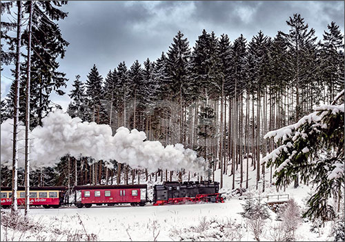 Postkarte Brockenbahn Winter 