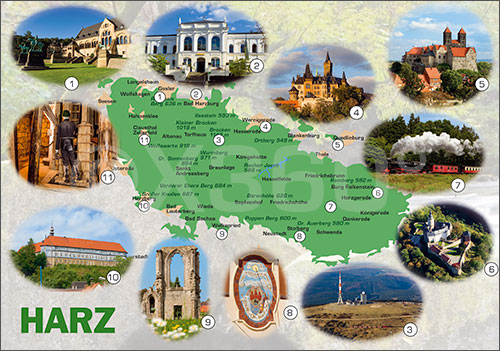 Postkarte Harzkarte 