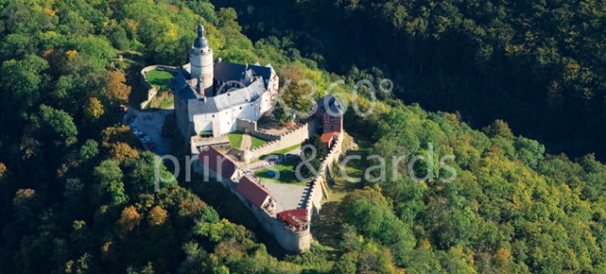 XL-Postkarte Burg Falkenstein aus der Luft 