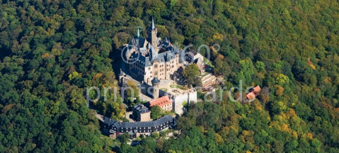 XL-Postkarte Wernigerode Schloß aus der Luft 