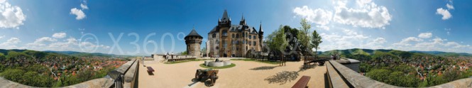 Panoramapostkarte Wernigerode Schlossterrasse 